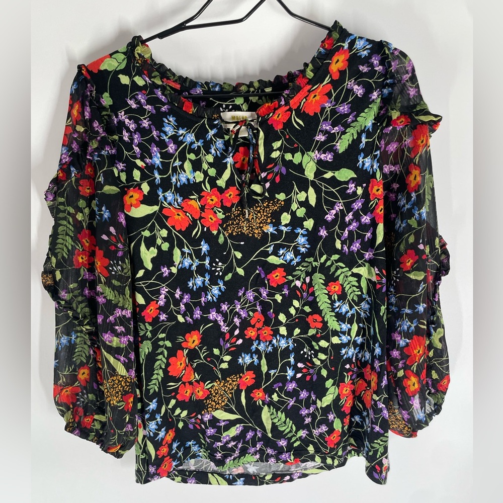 Maeve Floral Blouse - Black, Red, Green, Purple